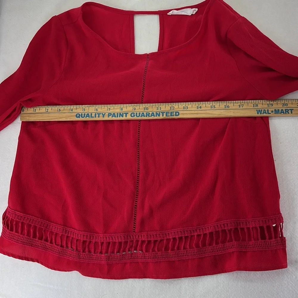 Lush Long Sleeve Shirt Blouse Red Womens Size M